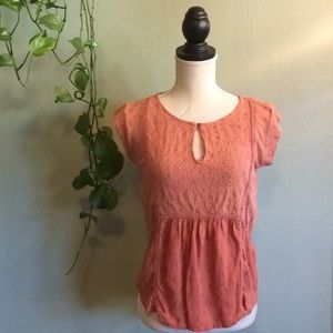 Lucky Brand Los Angeles Bohemian Pinkish Tan Top